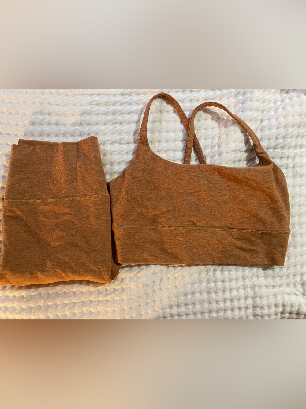 Vuori Rust Brown Leggings and Sports Bra Set